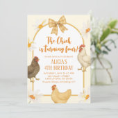 Boho Floral Coquette Chicken Girl Birthday Einladung (Stehend Vorderseite)