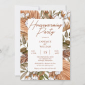 Boho Floral Cotton | Gräser Party in Wohnhäusern Einladung (Vorderseite)