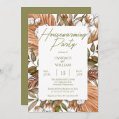 Boho Floral Cotton | Gräser Party in Wohnhäusern Einladung (Vorne/Hinten)