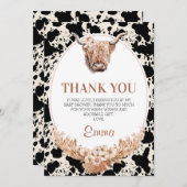 Boho Floral Cow Baby Dusche Danke Karte (Vorne/Hinten)
