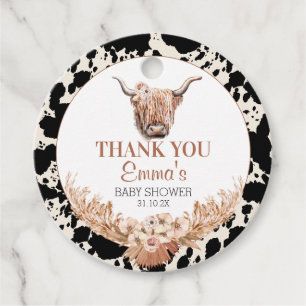 Boho Floral Cow Baby Dusche Vielen Dank Geschenkanhänger