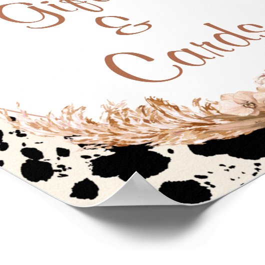 Boho Floral Cow Geschenke und Karten Babyduschzeic Poster (Ecke)