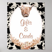 Boho Floral Cow Geschenke und Karten Babyduschzeic Poster (Vorne)