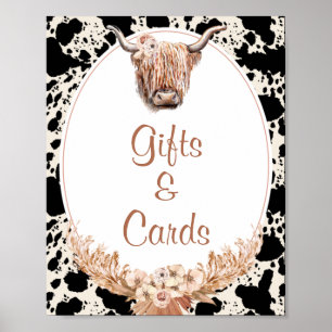 Boho Floral Cow Geschenke und Karten Babyduschzeic Poster