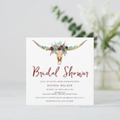 Boho Floral Cow Print Western Brautparty Einladung (Stehend Vorderseite)