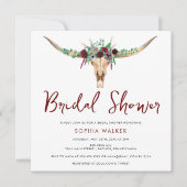 Boho Floral Cow Print Western Brautparty Einladung (Vorderseite)