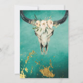 Boho Floral Cow Skull auf Türkishochzeit Einladung (Rückseite)