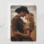 Boho Floral Cow Skull Western Foto Hochzeit Einladung (Rückseite)