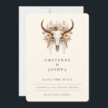 Boho Floral Cow Skull Western QRcode Save the Date Einladung<br><div class="desc">Boho Floral Skull Western Hochzeit Foto Save the Date Einladung/Ankündigung mit QR-Code - Verkünden Sie Ihr besonderes Datum mit einer Touch von rustikalem Charme und böhmischer Eleganz mit unserem Boho Floral Skull Western Hochzeit Sichern Sie das Datum . Diese faszinierende Einladung verbindet den edlen Reiz eines Kuhschädels mit der sanften...</div>