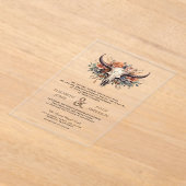 Boho Floral Cow Skull Western Wedding Acryleinladungen (Ablage )