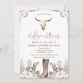 Boho Floral Cowgirl Boot Brautparty Einladung (Vorderseite)