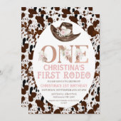 Boho Floral Cowgirl Hat First Rodeo Birthday Einladung (Vorne/Hinten)