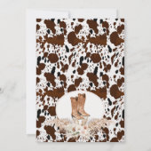 Boho Floral Cowhide Cowboy Boots Babydusche Einladung (Rückseite)