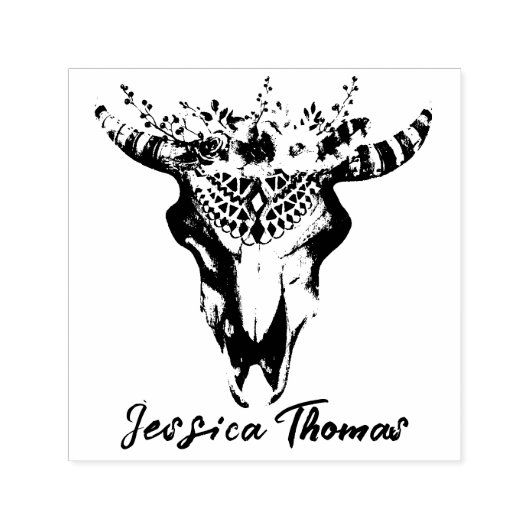 Boho Floral Crested Bohemisch Art Gummi Briefmarke Permastempel (Design)