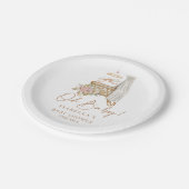 Boho Floral Crib Bassinet Girl Baby Dusche Pappteller (Schrägansicht)