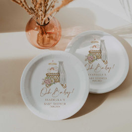 Boho Floral Crib Bassinet Girl Baby Dusche Pappteller