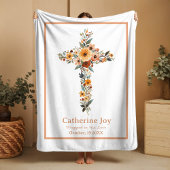 Boho Floral Cross Baptism Gift Name Baby Blankets Fleecedecke