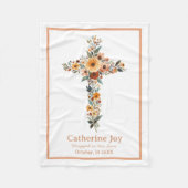 Boho Floral Cross Baptism Gift Name Baby Blankets Fleecedecke (Vorderseite)