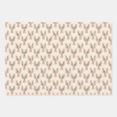 Boho floral crowned reindeer design  geschenkpapier set (Vorderseite)