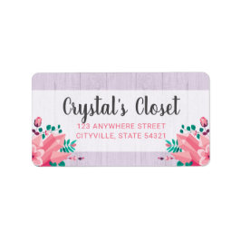 Boho Floral Crystals Boutique Pink Shabby Chic Adressaufkleber