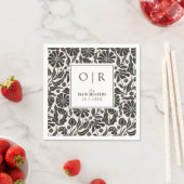 Boho Floral Custom Black Wedding Botanical Napkins Serviette (Beispiel)