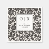 Boho Floral Custom Black Wedding Botanical Napkins Serviette (Vorderseite)