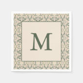Boho Floral Custom Christmas Holiday Monogram Serviette (Vorderseite)