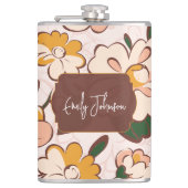 Boho Floral Custom Name Flachmann (Vorderseite)