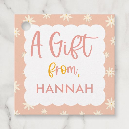 Boho Floral Daisy Birthday Gift Geschenkanhänger (Vorderseite)