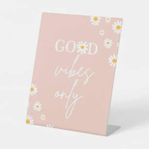 Boho Floral Daisy Groovy Birthday Good Vibes nur Sockelschild