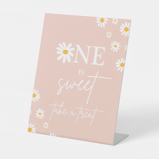 Boho Floral Daisy Groovy Birthday Party Gefallen Sockelschild (Vorderseite)