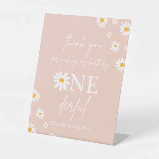 Boho Floral Daisy Groovy Birthday Party Gefallen Sockelschild (Vorderseite)