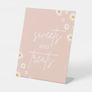 Boho Floral Daisy Groovy Geburtstags-Süßigkeiten & Sockelschild