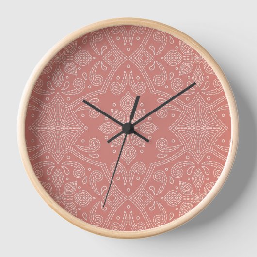 Boho Floral Damask Bar Settecentesimo Uhr (Vorderseite)