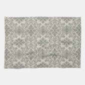 Boho Floral Damask Line Art, Black on Beige Geschirrtuch (Horizontal)