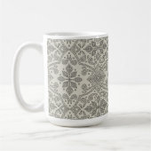 Boho Floral Damask Line Art, Black on Beige Kaffeetasse (Links)