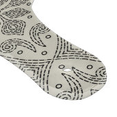 Boho Floral Damask Line Art, Black on Beige Schneidebrett (Ecke)