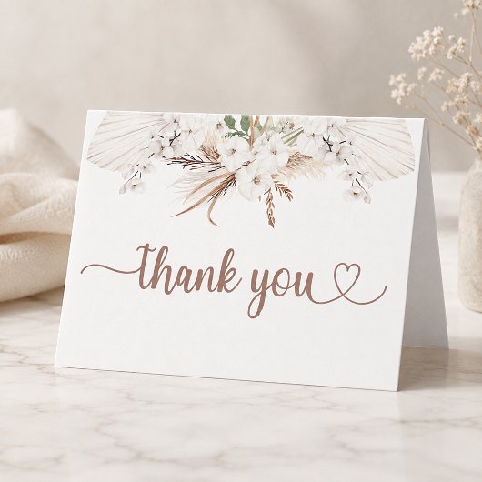 Boho Floral danke dir Karte neutrale Pampas