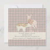 BOHO Floral Deer Bear Wald Wald Kariert Girl Einladung (Rückseite)