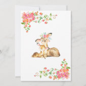 Boho Floral Deer Einladung Pink Baby Dusche (Rückseite)