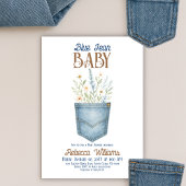 Boho Floral Denim Boy Blue Jean Baby Shower Einladung