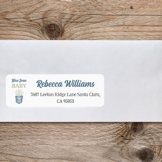 Boho Floral Denim Pocket Blue Jean Baby Shower