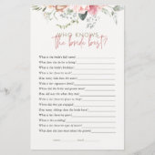 Boho Floral, der das Bride Brautparty Game kennt (Vorderseite)
