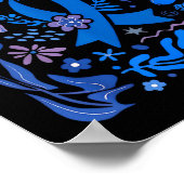 Boho Floral Diabetes Bewusstsein Blauer Band Typ 1 Poster (Ecke)