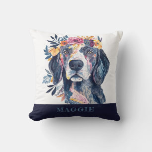 Boho Floral Dog Watercolor Illustration Spaniel Kissen