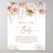 Boho floral Don't say baby game Poster (Vorne)