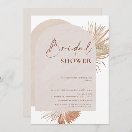 Boho Floral Double Arch Bridal Dusche Einladung (Vorne/Hinten)