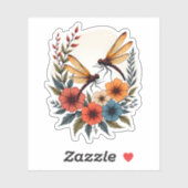 Boho Floral Dragonfly Aufkleber (Blatt)