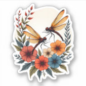 Boho Floral Dragonfly Aufkleber (Vorderseite)