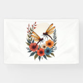 Boho Floral Dragonfly Banner (Horizontal)